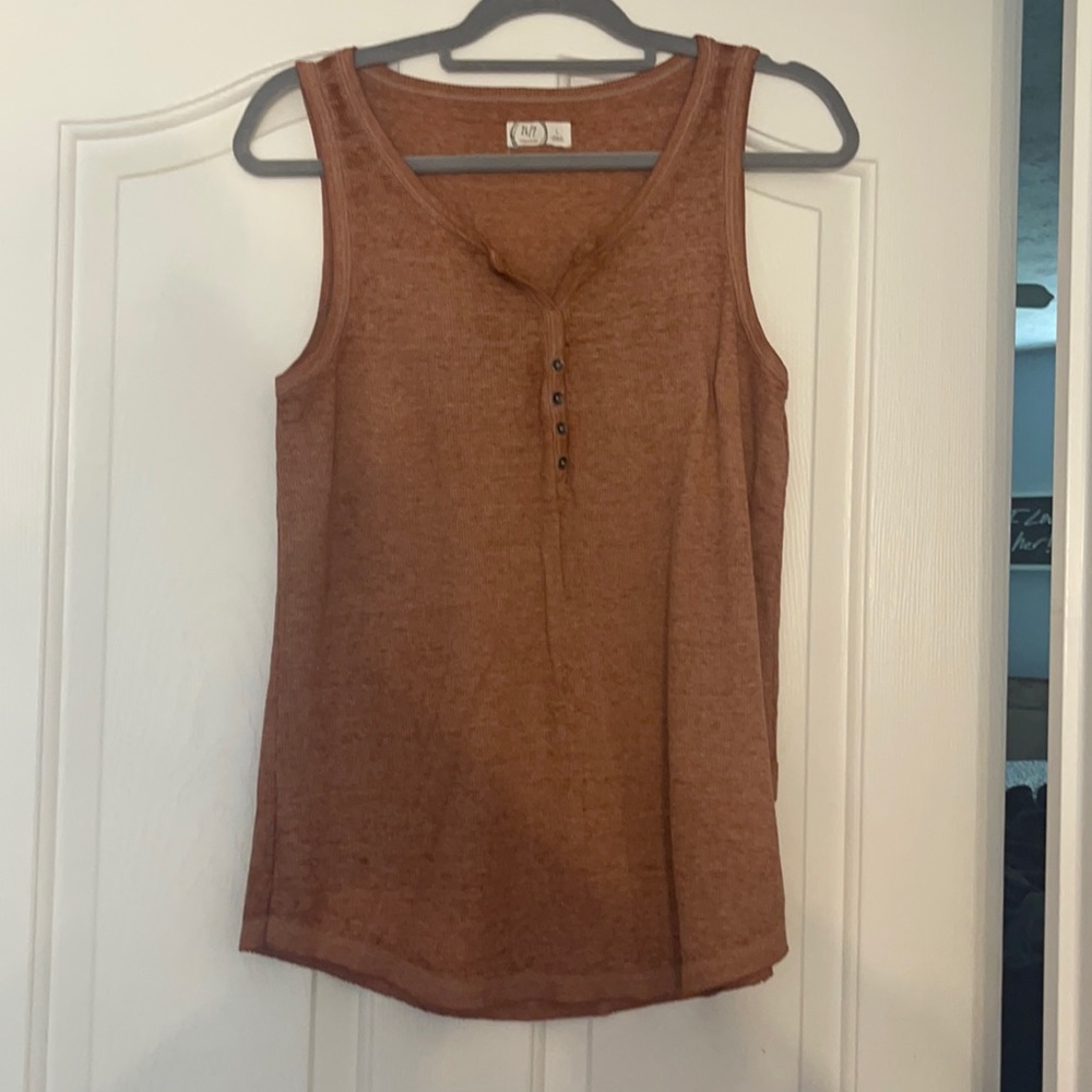 Maurices Rust Orange Button Up Tank Top Size L